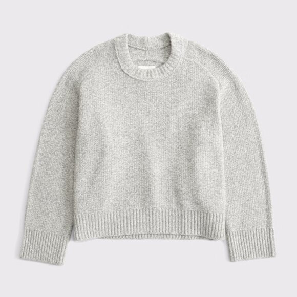 Abercrombie & Fitch Madeline Textural Crew Sweater Light Gray - Picture 1 of 9